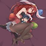  animal_ears armor blue_hair bunny_ears bunny_tail bunnysuit character_doll fake_animal_ears feet fire_emblem fire_emblem:_kakusei fire_emblem_heroes hair_ornament krom long_hair looking_at_viewer male_focus no_shoes pantyhose red_eyes red_hair siegzeonu smile solo tail tiamo very_long_hair 
