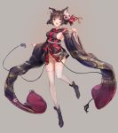  :d animal_ears ass_visible_through_thighs azur_lane bangs bell black_footwear black_hair black_kimono blush boots breasts cat_ears eyebrows_visible_through_hair fox_mask full_body highres ikomochi japanese_clothes jingle_bell kimono large_breasts looking_at_viewer mask mask_on_head open_mouth panties red_eyes short_hair sideboob simple_background smile solo thighhighs underwear white_legwear white_panties wide_sleeves yamashiro_(azur_lane) 