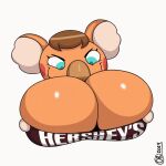 1:1 animal_crossing animated anthro big_breasts bouncing_breasts breasts canberra_(animal_crossing) cleavage clothed clothing female hershey&#039;s hi_res holding_breast huge_breasts hyper hyper_breasts koala legoskellydude mammal marsupial nintendo short_playtime smile solo vombatiform