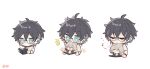  !!_(p7kwzcwyyhxsz6u) 2boys ahoge animal_ear_fluff animal_ears arms_up black_hair black_jacket blue-framed_eyewear blush blush_stickers book caelus_(honkai:_star_rail) cat_ears chibi closed_eyes closed_mouth commentary crossed_bangs dan_heng_(honkai:_star_rail) dan_heng_(next_stop_yi_county)_(honkai:_star_rail) earrings flying_sweatdrops glasses grey_hair hair_between_eyes hand_on_another&#039;s_head hand_up hands_up highres holding holding_book honkai:_star_rail honkai_(series) jacket jewelry kemonomimi_mode long_sleeves male_focus multiple_boys musical_note official_alternate_costume open_book open_clothes open_jacket open_mouth petting reading semi-rimless_eyewear shirt short_hair short_sleeves simple_background single_earring smile symbol-only_commentary t-shirt tongue trailblazer_(honkai:_star_rail) upper_body white_background white_shirt 