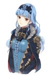  1girl blue_hair breasts brown_eyes fire_emblem fire_emblem:_three_houses highres large_breasts long_hair looking_at_viewer marianne_von_edmund solo upper_body white_background yachimata_1205 