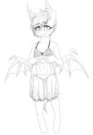  2018 anthro bat_pony blush breasts clothing equine fan_character fangs female lingerie mammal monochrome my_little_pony nolegs_(oc) panties replica_(artist) ring small_breasts solo standing underwear wedding_ring 