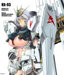  abs absurdres areola_slip areolae armor bangs between_breasts black_legwear breasts buckle char's_counterattack character_profile closed_mouth cowboy_shot curvy ear_protection english eyebrows_visible_through_hair fin_funnels furrowed_eyebrows garter_straps gundam headgear headpiece highres huge_breasts looking_away measurements mecha_musume nu_gundam personification saizu_nitou_gunsou sanpaku shield short_hair silver_hair simple_background solo standing thighhighs twitter_username visor white_background yellow_eyes 