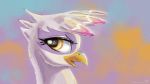  amber_eyes avian female friendship_is_magic gilda_(mlp) gryphon karol_pawlinski my_little_pony portrait reaction_image solo 