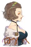  1girl black_choker breasts choker eyeshadow fire_emblem fire_emblem:_three_houses from_side hair_slicked_back highres large_breasts lipstick looking_at_viewer makeup manuela_casagranda orange_eyeshadow orange_lips solo yachimata_1205 