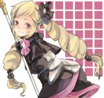  1girl aristocratic_clothes blonde_hair drill_hair elise_(fire_emblem) fire_emblem fire_emblem_fates holding holding_staff looking_at_viewer multicolored_hair purple_eyes purple_hair staff streaked_hair twintails yachimata_1205 