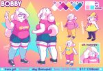 2018 5_fingers anthro belly belly_overhang big_breasts black_clothing black_legwear black_nose black_sneakers black_thigh_boots black_thigh_highs blue_bottomwear blue_clothing blue_eyes blue_shorts blue_sneakers blush bobby_(fluffy_gf) boots bottomwear breasts broad_shoulders canid canine canis character_name cleavage cleavage_cutout clothed clothing curled_tail cutoffs cutout dated denim denim_bottomwear denim_clothing digital_media_(artwork) domestic_dog dress english_text eyelashes eyewear female fingers fluffygirlfriend footwear fully_clothed fur gesture glasses green_sneakers hair hand_gesture hat headgear headwear hi_res humanoid_hands legwear long_hair looking_at_viewer mammal model_sheet nordic_sled_dog overweight overweight_anthro overweight_female pants pink_bottomwear pink_clothing pink_shirt pink_shorts pink_sweater pink_topwear ponytail raised_tail round_glasses samoyed shirt shorts signature smile snout socks solo spitz standing sweater tail text text_on_clothing text_on_shirt text_on_topwear thigh_boots thigh_highs three-quarter_view topwear trans_(lore) trans_woman_(lore) v_sign white_body white_clothing white_footwear white_fur white_hair white_socks witch_hat yellow_bottomwear yellow_clothing yellow_dress yellow_footwear yellow_hat yellow_headwear yellow_pants yellow_shirt yellow_socks yellow_topwear
