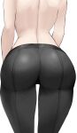  1girl ass ass_focus black_pantyhose cropped_legs highres nananonachi original pantyhose shoulder_blades simple_background solo standing thighs topless white_background 
