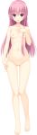  absurdres ass_visible_through_thighs barefoot breasts eyebrows_visible_through_hair full_body hand_on_own_chest hand_on_thigh highres kobuichi long_hair looking_at_viewer mitsukasa_ayase navel nipples no_pussy non-web_source nude official_art open_mouth pink_eyes pink_hair riddle_joker small_breasts transparent_background 