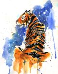  2018 amber_eyes black_fur english_text feral fur heather_bruton orange_fur poem solo text the_tyger traditional_media_(artwork) watercolor_(artwork) white_fur william_blake 