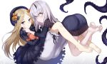  :o abigail_williams_(fate/grand_order) ass bangs barefoot black_bow black_dress black_hat blonde_hair bloomers blue_eyes bow bug butterfly closed_mouth commentary_request dress eyebrows_visible_through_hair fate/grand_order fate_(series) feet hair_between_eyes hair_bow hand_on_another's_cheek hand_on_another's_face hat highres horn insect jirusu lavinia_whateley_(fate/grand_order) long_hair long_sleeves looking_at_viewer looking_to_the_side multiple_girls object_hug orange_bow pale_skin parted_bangs parted_lips polka_dot polka_dot_bow purple_eyes revision simple_background sleeves_past_wrists soles stuffed_animal stuffed_toy suction_cups teddy_bear tentacles underwear very_long_hair white_background white_bloomers white_hair wide-eyed 