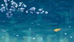  animated_gif branch carp fish koi lowres no_humans original petals pixel_art rain ripples swimming toyoi_yuuta water 
