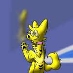 ambiguous_gender anthro canid canine canis collar collar_only domestic_dog glistening glistening_body hi_res jake_(jakesayshi) jakesayshi mammal nude pool pool_toy smile solo tail water