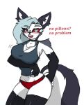 anthro big_breasts blush breasts female helluva_boss hi_res loona_(helluva_boss) pace-maker small_waist solo thick_thighs wide_hips