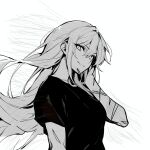  ai-generated azur_lane breasts enterprise_(azur_lane) gojou_satoru greyscale healing highres jujutsu_kaisen long_hair monochrome multiple_scars non-web_source parody scar sketch steam steaming_body 