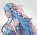  1girl azura_(fire_emblem) blue_hair closed_mouth fire_emblem fire_emblem_fates headdress jewelry long_hair looking_to_the_side pendant solo veil very_long_hair yachimata_1205 yellow_eyes 