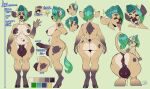 2024 2_horns anthro anus areola ava_(bimbini) balls bimbini biped bodily_fluids bovid bovine breasts butt cattle english_text erection eyes_closed flaccid genital_fluids genitals gynomorph hair hi_res hooves horn horn_jewelry intersex jewelry looking_at_viewer mammal model_sheet nipples nude penis precum pronouns raised_arm raised_tail rear_view short_hair signature simple_background smile solo standing tail text tongue tongue_out wide_hips