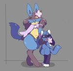 accessory anthro cape clothing duo flower flower_in_hair flower_necklace generation_4_pokemon hair hair_accessory hi_res lucario luuriolu male male/male nintendo plant pokemon pokemon_(species) riolu