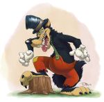  big_bad_wolf black_fur canine claws clothing disney fangs fluffy fur gloves growling hat little_red_riding_hood_(copyright) looking_at_viewer male mammal open_maw solo teaselbone teeth top_hat wolf 