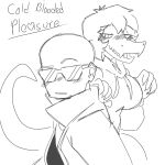 1:1 2024 5_fingers anthro bald baryonyx black_and_white blush cavemanon_studios claws clothing dinosaur duo english_text eyewear female finger_claws fingers hair hi_res hoodie human i_wani_hug_that_gator inco_(iwhtg) jacket long_tail male mammal monochrome olivia_halford open_mouth open_smile reptile scalie short_hair sketch smile snout spinosaurid sunglasses tail text theropod topwear ynoswa
