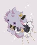  animal_focus black_bow black_bowtie black_flower black_rose bow bowtie closed_mouth clothed_pokemon commentary crescent crescent_hair_ornament espurr flower grey_background grey_fur hair_ornament highres no_humans pokemon pokemon_(creature) purple_eyes rose simple_background sparkle standing suimin_ap_(aroniumu) tail 