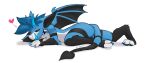 absurd_res anthro bat bat_wings black_body black_fur blue_body blue_fur blue_hair demon digital_media_(artwork) digitigrade fur hair half-closed_eyes heart_symbol hearts_around_head hi_res horn hybrid licking licking_lips licking_own_lips looking_at_viewer lying male mammal membrane_(anatomy) membranous_wings narrowed_eyes nude on_front open_mouth pheobe_(proteusiii) red_eyes shaded simple_background simple_shading smile solo spade_tail succubus superfrodo tail tongue tongue_out white_background white_body white_fur wings