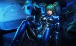  absurdres aqua_hair bell black_bodysuit blue_eyes blush bodysuit breasts cockpit commentary covered_nipples cui_yifei eyelashes hair_bell hair_between_eyes hair_ornament highres impossible_bodysuit impossible_clothes lips long_hair looking_at_viewer medium_breasts muvluv muvluv_alternative muvluv_total_eclipse parted_lips pilot_suit rena_illusion shiny shiny_clothes shiny_hair shiny_skin smile solo spread_legs twintails two_side_up very_long_hair 