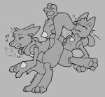 anthro digital_media_(artwork) duo generation_4_pokemon heart_symbol hi_res lucario male male/male monochrome nintendo pokemon pokemon_(species) sex shugowah