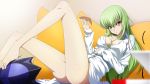  :o ass bangs barefoot breasts c.c. cheese-kun cleavage code_geass collarbone covered_nipples dress_shirt food green_hair hair_between_eyes headwear_removed helmet helmet_removed holding_pizza legs long_hair long_sleeves looking_at_viewer medium_breasts pizza shiny shiny_hair shirt sitting slice_of_pizza solo stuffed_toy white_shirt yellow_eyes yu-ta zero_(code_geass) 