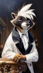 absurd_res anthro clothed clothing fur hi_res last_fables looking_at_viewer male mammal procyonid raccoon solo thewyvernsweaver