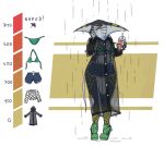 absurd_res anthro clothing coat female hi_res icee pincers raincoat rayna_(zed-s) solo strip_meme toes_pointed_inward topwear wet zed-s