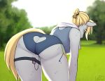  anthro bent_over butt camel_toe clothing cutie_mark equine female littlesheep mammal my_little_pony outside pussy_juice sex_toy solo standing sweat tight_clothing vibrator 
