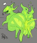 absurd_res after_sex anthro anthrofied big_butt bodily_fluids butt colored_cum cum cum_in_ass cum_inside genital_fluids glowing glowing_cum hi_res horror_(nuclear_throne) male monster redactedinlight solo sweat sweaty_butt unusual_bodily_fluids unusual_cum unusual_genital_fluids