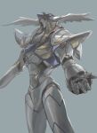  grey_background head_wings large_head_wings mecha namaneko no_humans open_mouth rahxephon rahxephon_(mecha) robot simple_background standing wings 