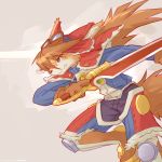  ancesra anthro blue_eyes canine clothed clothing fur hair male mammal melee_weapon red_savarin scar simple_background solatorobo solo sword video_games weapon yellow_fur 