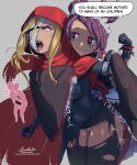  2girls absurdres arthropod_girl black_dress black_gloves blonde_hair cloak doktor_malefic double_bun dress elbow_gloves entoma_vasilissa_zeta evileye_(overlord) extra_pupils futa_with_female futanari gloves hair_between_eyes hair_bun highres holding hood hood_up hooded_cloak long_hair maid_headdress mask monster_girl multiple_girls overlord_(maruyama) penis purple_hair red_cloak red_eyes torn_clothes vampire 