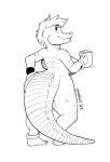  absurd_res anthro big_breasts big_butt breasts butt coffee_mug crocodile crocodilian crocodylid fangs female hair hand_on_butt hi_res huge_butt kellie_gator looking_back nude rear_view reptile sarbles scalie smile solo stripes tail teeth thick_tail thick_thighs wide_hips 