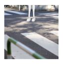  1girl absurdres bang_dream! bang_dream!_it&#039;s_mygo!!!!! blurry blurry_foreground commentary_request crosswalk dappled_sunlight day highres lower_body official_art outdoors photo_background polaroid shoes shu_atelier sneakers socks solo sunlight takamatsu_tomori 