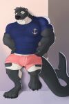  2019 4_toes 5_fingers against_surface against_wall anthro biceps big_feet big_muscles biped black_and_white_fur black_claws black_nose blue_clothing blue_shirt blue_t-shirt blue_topwear bulge cetacean claws clothing digital_drawing_(artwork) digital_media_(artwork) digitigrade dolphin feet finger_claws fingers green_eyes hi_res humanoid_hands hybrid male mammal marine mosin muscular muscular_anthro muscular_male mustelid oceanic_dolphin orca otter paws pecs pink_clothing pink_underwear ring shirt simple_background smile solo standing t-shirt tail toe_claws toes toothed_whale topwear underwear 