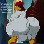  anthro avian back_fat balls big_balls big_butt big_penis bird butt cellulite chicken crouching flaccid foghorn_leghorn galliform gallus_(genus) genitals hi_res huge_butt humanoid looney_tunes male obese obese_male outside overweight overweight_male penis phasianid possbooty solo warner_brothers 