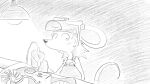 16:9 animal_crossing anthro big_ears biped bodily_fluids clothed clothing dragonweirdo electronics female hi_res holding_object holding_phone mammal mechanic_outfit monochrome mouse murid murine nintendo petri_(animal_crossing) phone rodent solo sweat tail widescreen