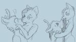  2018 ambiguous_gender anthro bashfulsprite cat cervine death deer diana duo feline goo kissing male male/ambiguous mammal sketch 