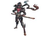  armor black_armor black_hair black_scarf drawing_sword full_armor full_body granblue_fantasy male_focus mask minaba_hideo official_art ready_to_draw scabbard scarf sheath shirou_(granblue_fantasy) solo standing sword transparent_background weapon 