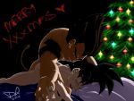  2boys alphalightbearer anal bed christmas dragon_ball happy_sex male_focus multiple_boys muscle naughty_face nude penetration restrained sex smile tail tears thrusting tongue yaoi 