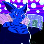  anthro big_breasts breasts cat cleavage clothed clothing digital_media_(artwork) dress fat_tat_cat_(ready_player_one) feline female fur gyneceon looking_at_viewer mammal markings purple_eyes ready_player_one science_fiction simple_background solo stripes 