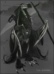  2016 anthro avian bird death_(character) digital_media_(artwork) holding_object holding_weapon ink-leviathan melee_weapon polearm scythe solo weapon 