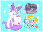  &lt;3 2018 addy alternate_color angel birthday blush canine cute digital_media_(artwork) eeveelution english_text feral fox fur halo internal mammal nintendo open_mouth oral_vore pok&eacute;mon pok&eacute;mon_(species) ribbons saliva simple_background soft_vore starsfirefly sylveon text video_games vore zero_(fox) 