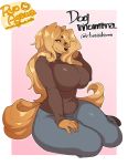  2018 anthro big_breasts breasts canine clothed clothing digital_media_(artwork) dog dogmom female fully_clothed hair long_hair looking_at_viewer mammal ryo_agawa saluki smile solo thick_thighs 