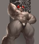  anthro bulge canine clothing crtm horn hybrid looking_at_viewer low-angle_view male mammal muscular muscular_male pecs solo thick_thighs tight_clothing underwear 