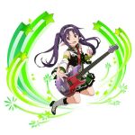  :d alternate_hairstyle boots detached_sleeves frilled_skirt frills full_body guitar hairband high_heel_boots high_heels instrument long_hair miniskirt official_art open_mouth pleated_skirt pointy_ears purple_hair red_eyes skirt smile solo star sword_art_online sword_art_online:_code_register twintails very_long_hair white_background white_hairband yuuki_(sao) 